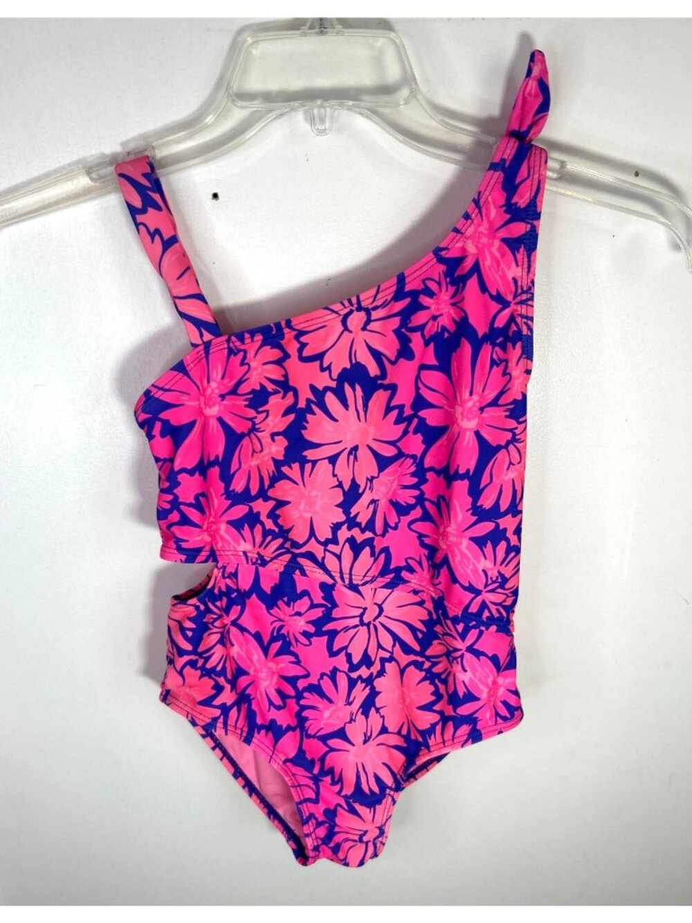 Limited Too Girls Pink-Blue Floral Swimsuit Youth Size 10/12